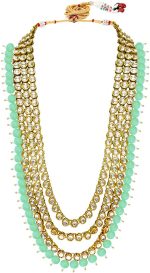 Aheli Indian Wedding Kundan Beaded Bridal Long Choker Necklace Earrings with Maang Tikka Traditional Jewellery Set for Women - Image 5